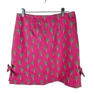 Lilly Pulitzer Vintage Mini Skirt Size 10 Pink Palm Tree Side Bows Barbiecore